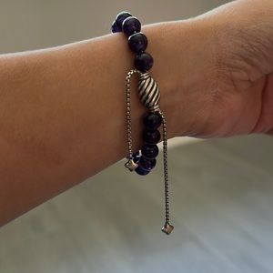 Women’s David Yurman adjustable, purple and silver, beaded bracelet